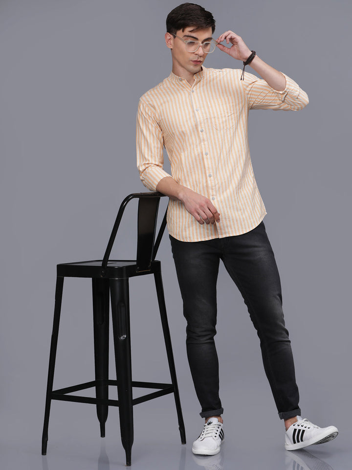 Mustarad Vertical Striped Shirt for Men