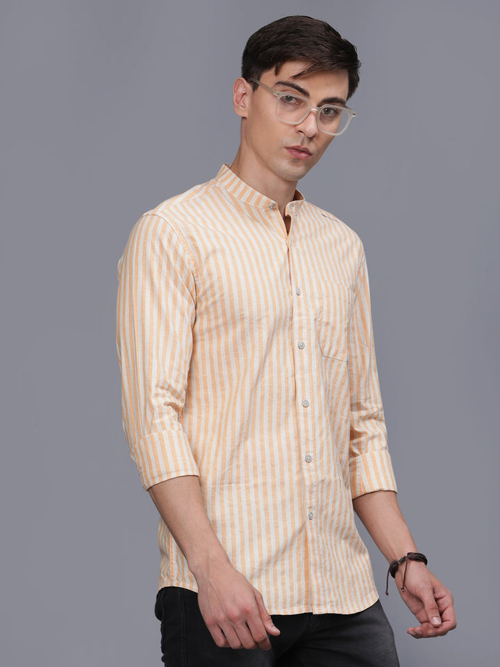 Mustarad Vertical Striped Shirt for Men