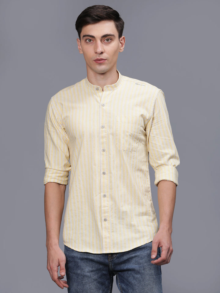 Yellow Horizontal Striped Shirt for Men at Great Price