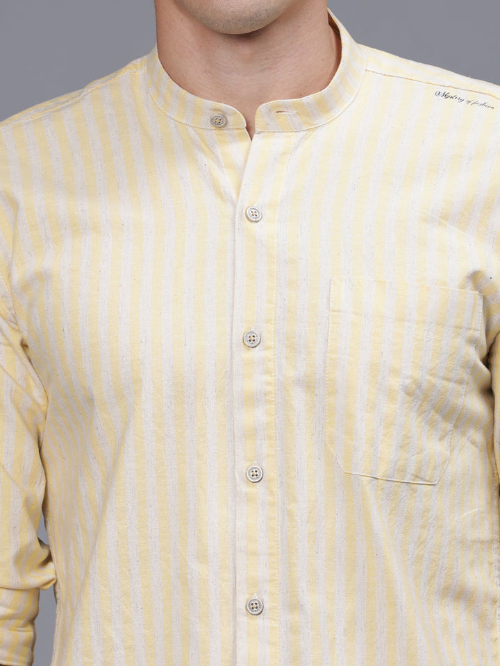 Yellow Horizontal Striped Shirt for Men at Great Price