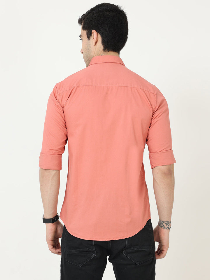 Peach plain casual shirt