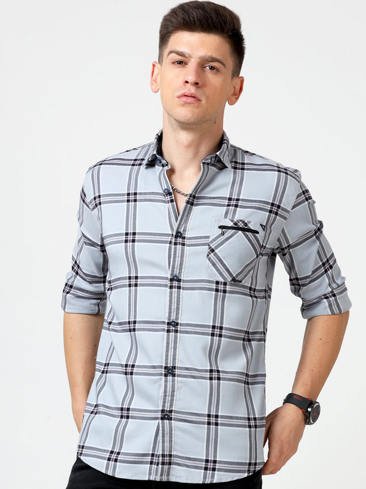  French Grey Check Shirt for Men at Great Price