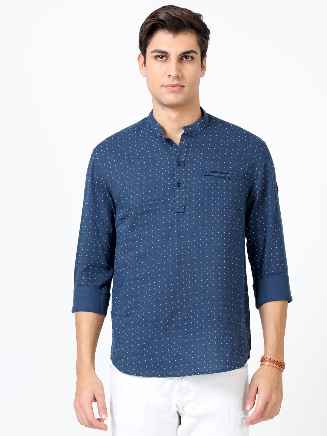 Bayoux Straight Blue Printed Kurta for Men