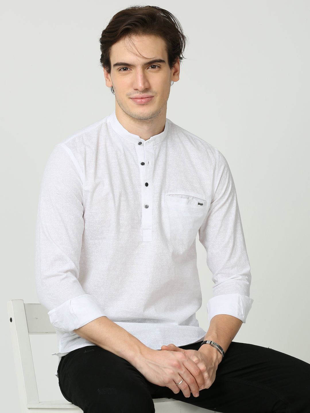 Titan Cotton Straight Fit White Kurta For Men