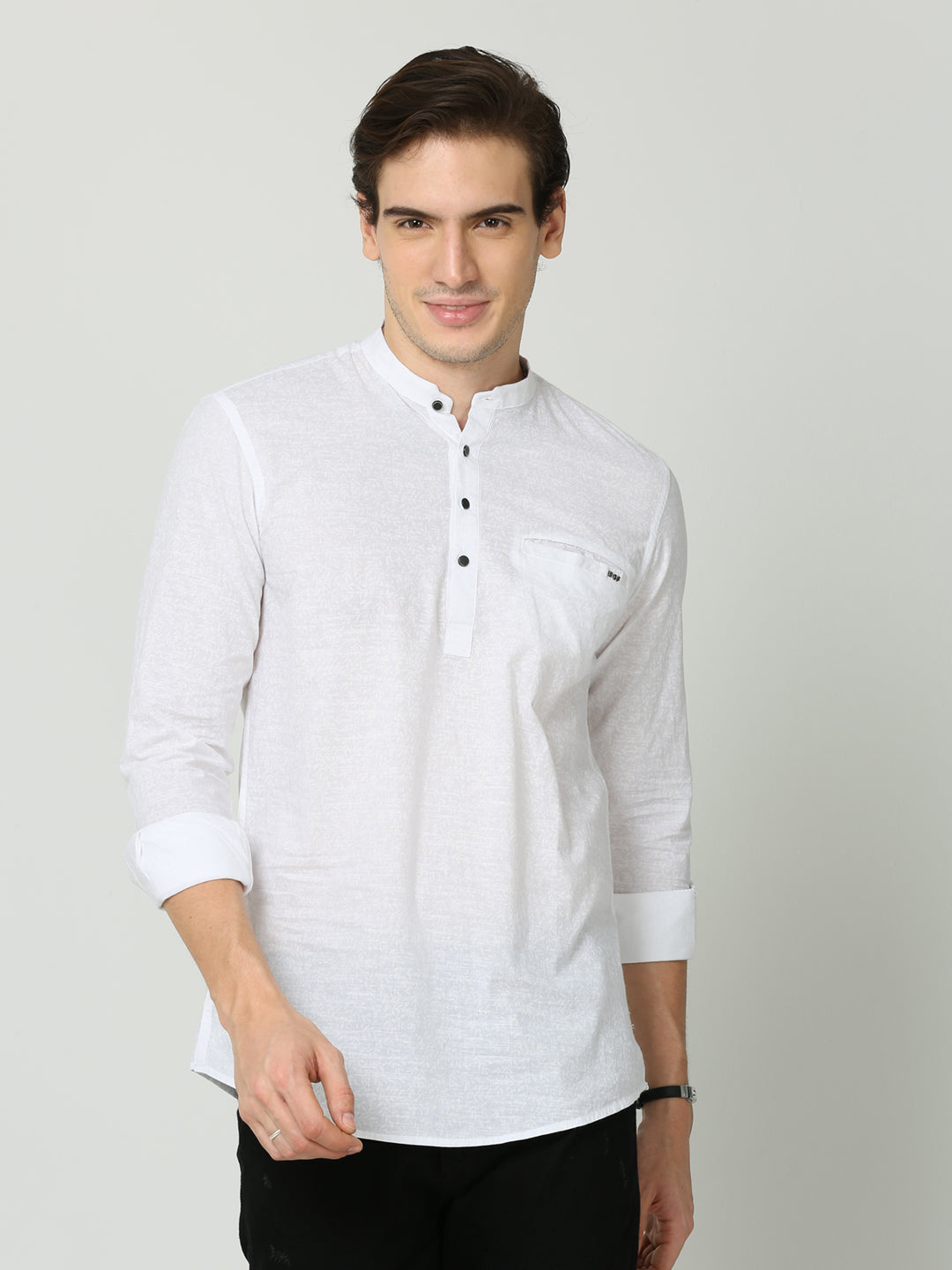 Titan Cotton Straight Fit White Kurta For Men