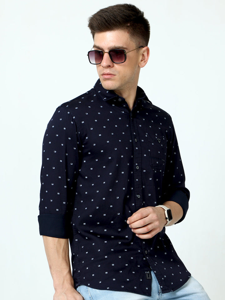 Blue New Printed Shirt for Men at Great Price