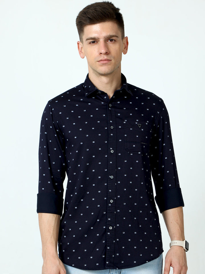 Blue New Printed Shirt for Men at Great Price