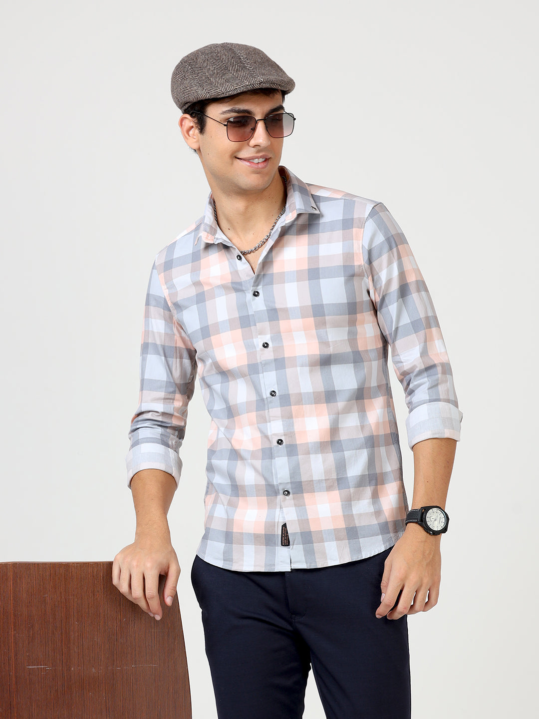 Pastel Mens Casual Check Shirts