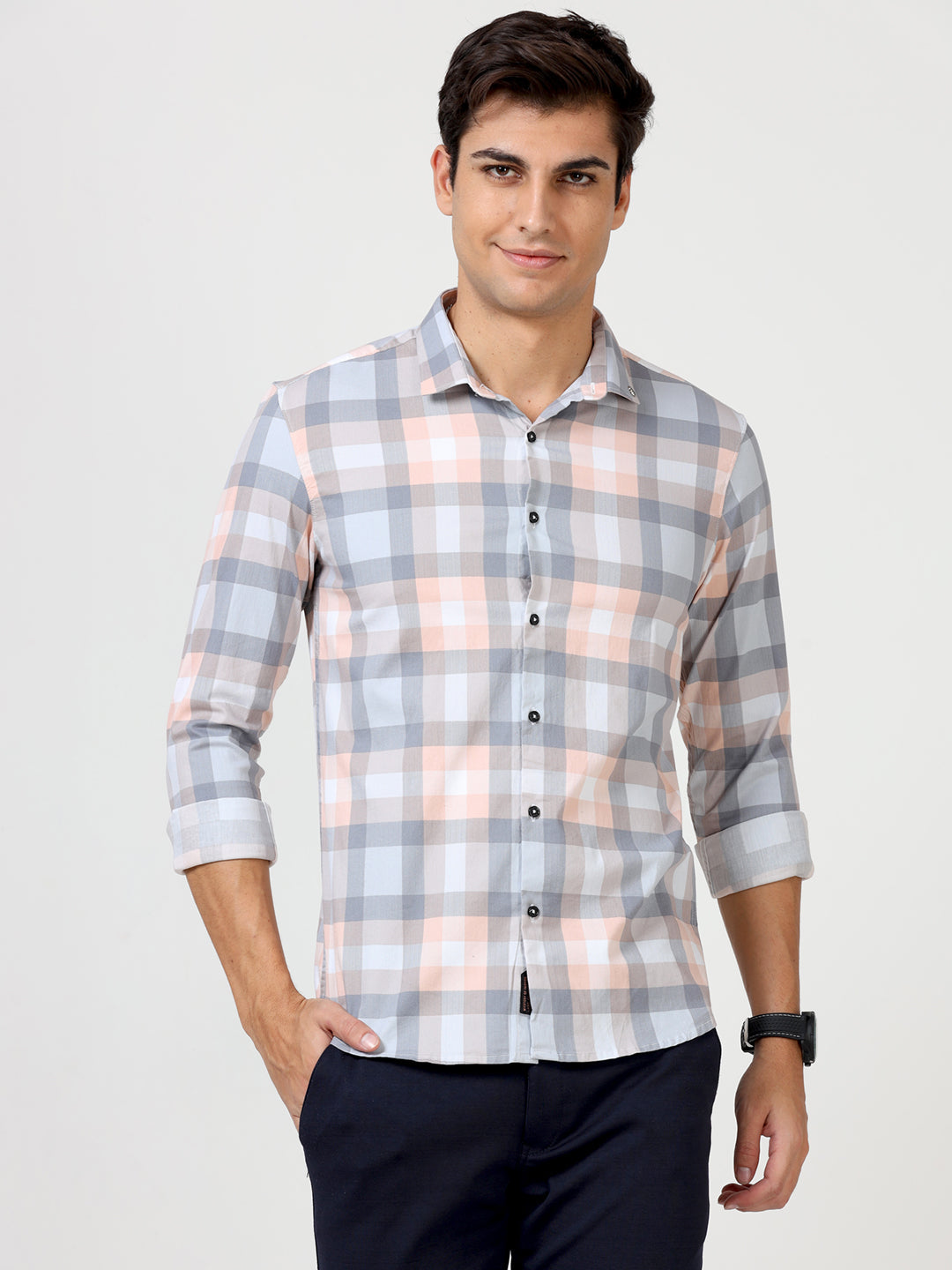 Pastel Mens Casual Check Shirts