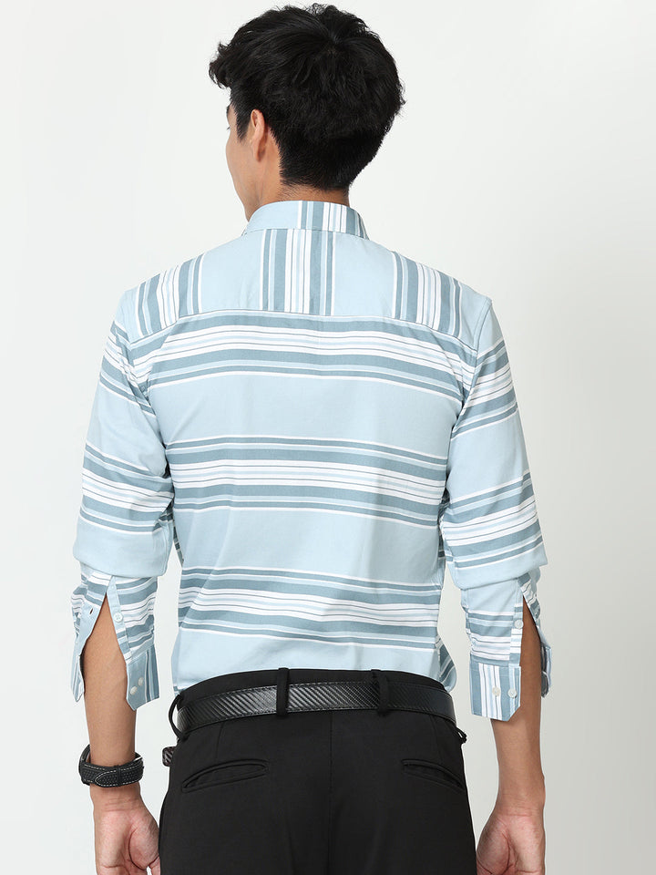 Blue Horizontal Striped Shirt Mens 