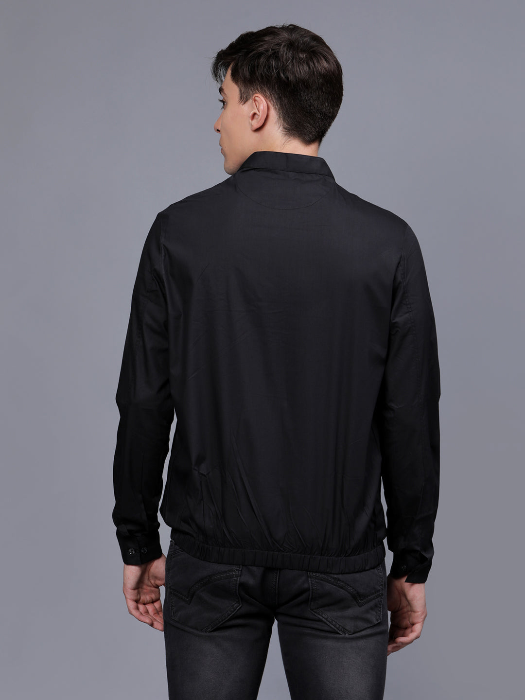 Thunder Black Solid Mens Lightweight Bomber Jacket