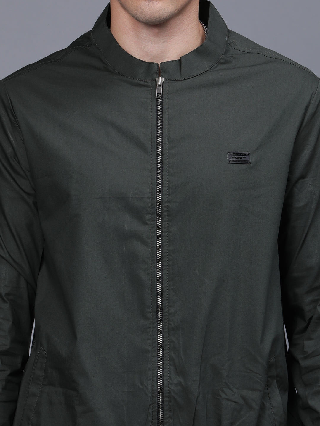  Luna Solid Lightweight Green Bomber Jacket for Men