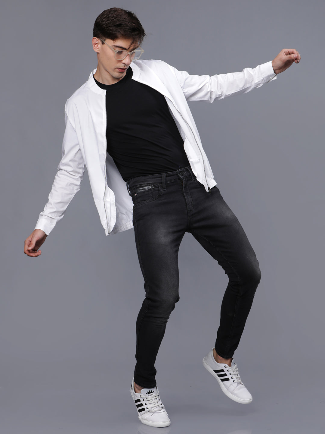  Pure Solid Lightweight White Bomber Jacket for Men