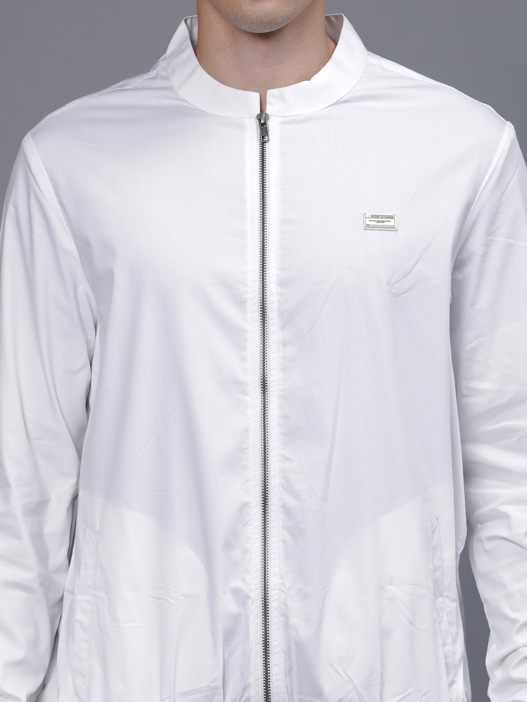  Pure Solid Lightweight White Bomber Jacket for Men