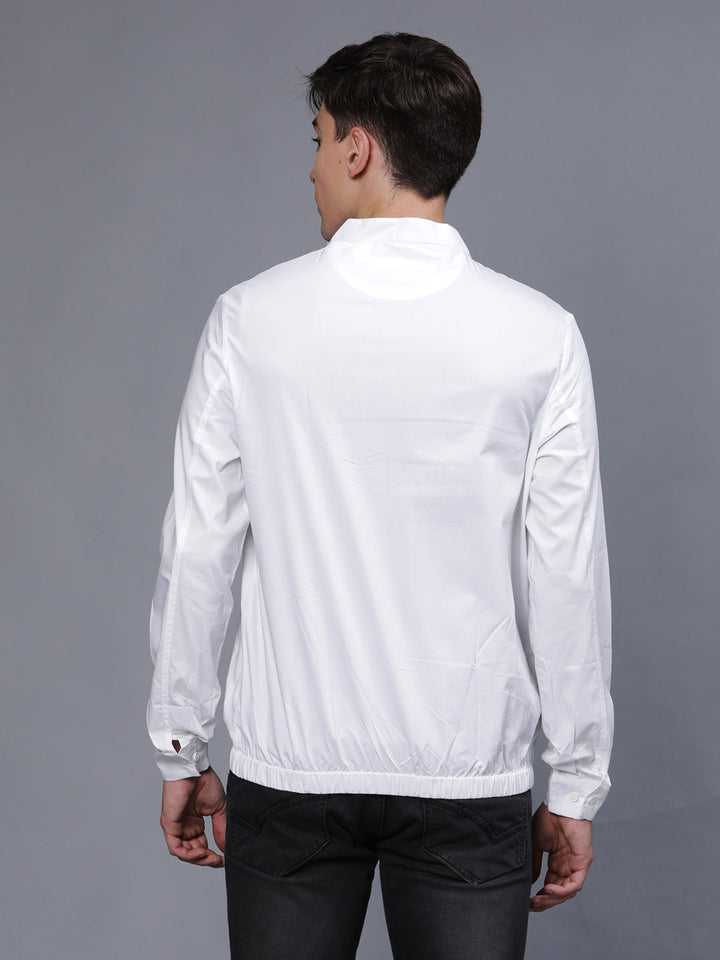  Pure Solid Lightweight White Bomber Jacket for Men