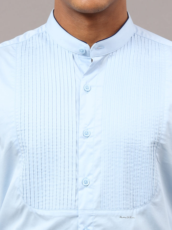 Pinstripe plain regular fit casual shirt