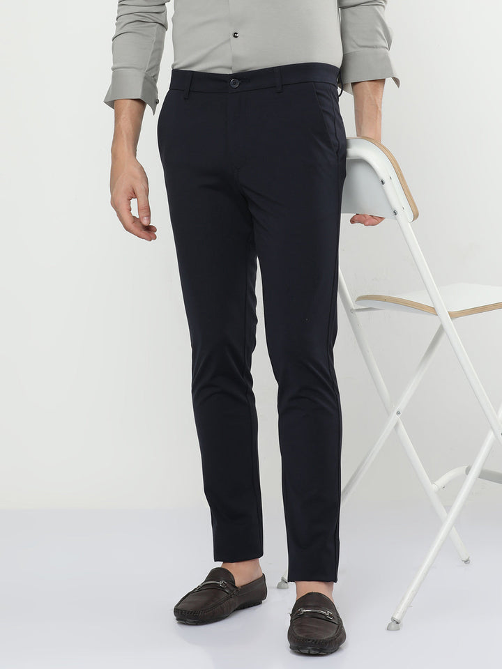 Trendy Navy Blue Solid Mens Chino Pants