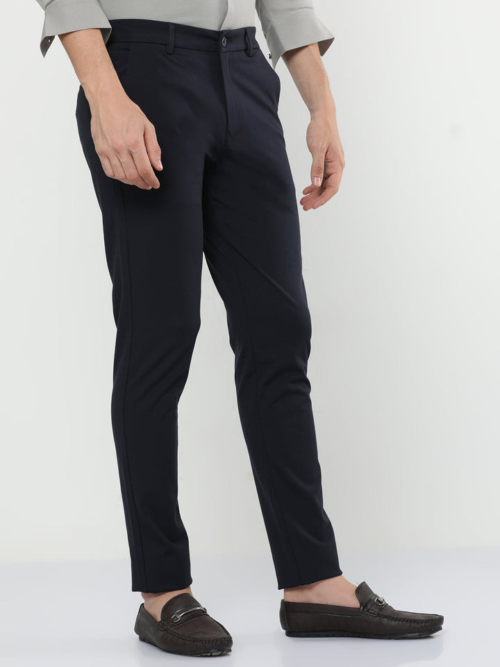 Trendy Navy Blue Solid Mens Chino Pants