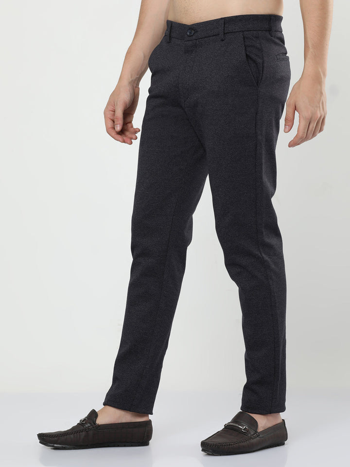 Solid Navy Blue Chinos For Men