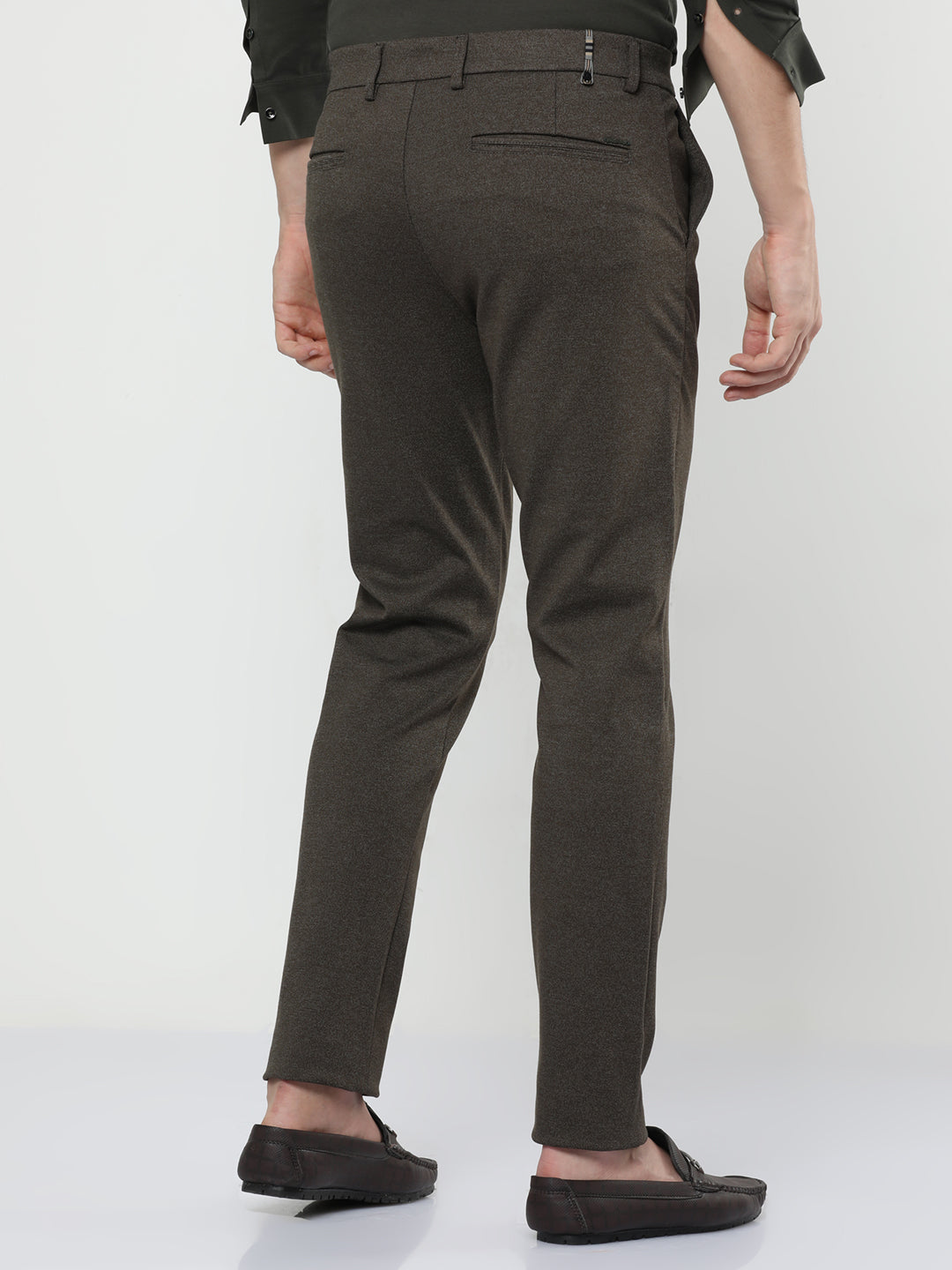  Haze Melange Solid Olive Green Chino Pants