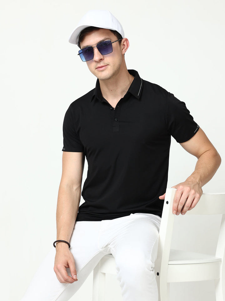 Seamless rangoon Black Polo Tshirt for men 