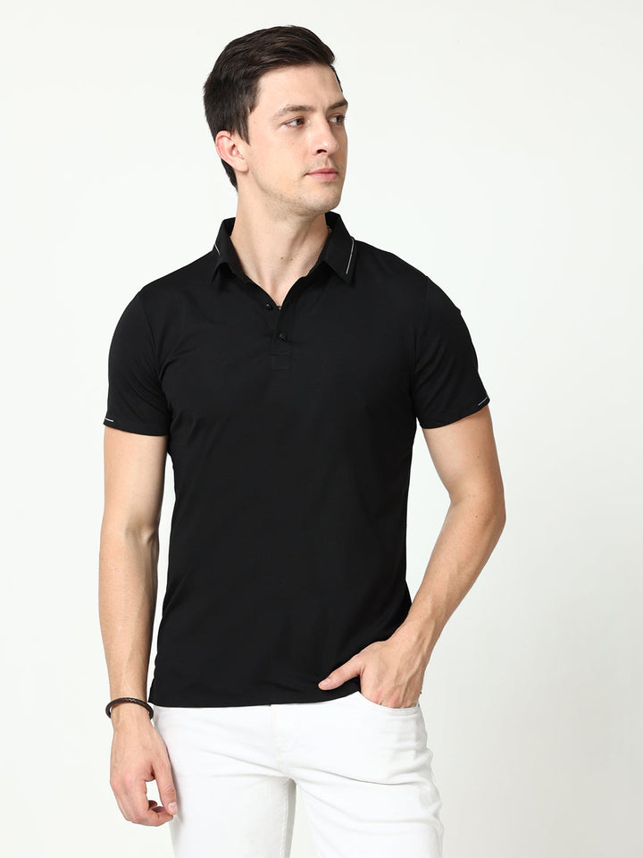 Seamless rangoon Black Polo Tshirt for men 