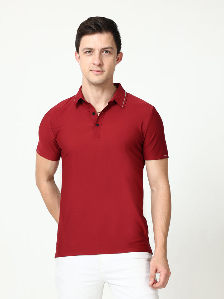 Seamless Deep Burgundy plain polo tshirt for men