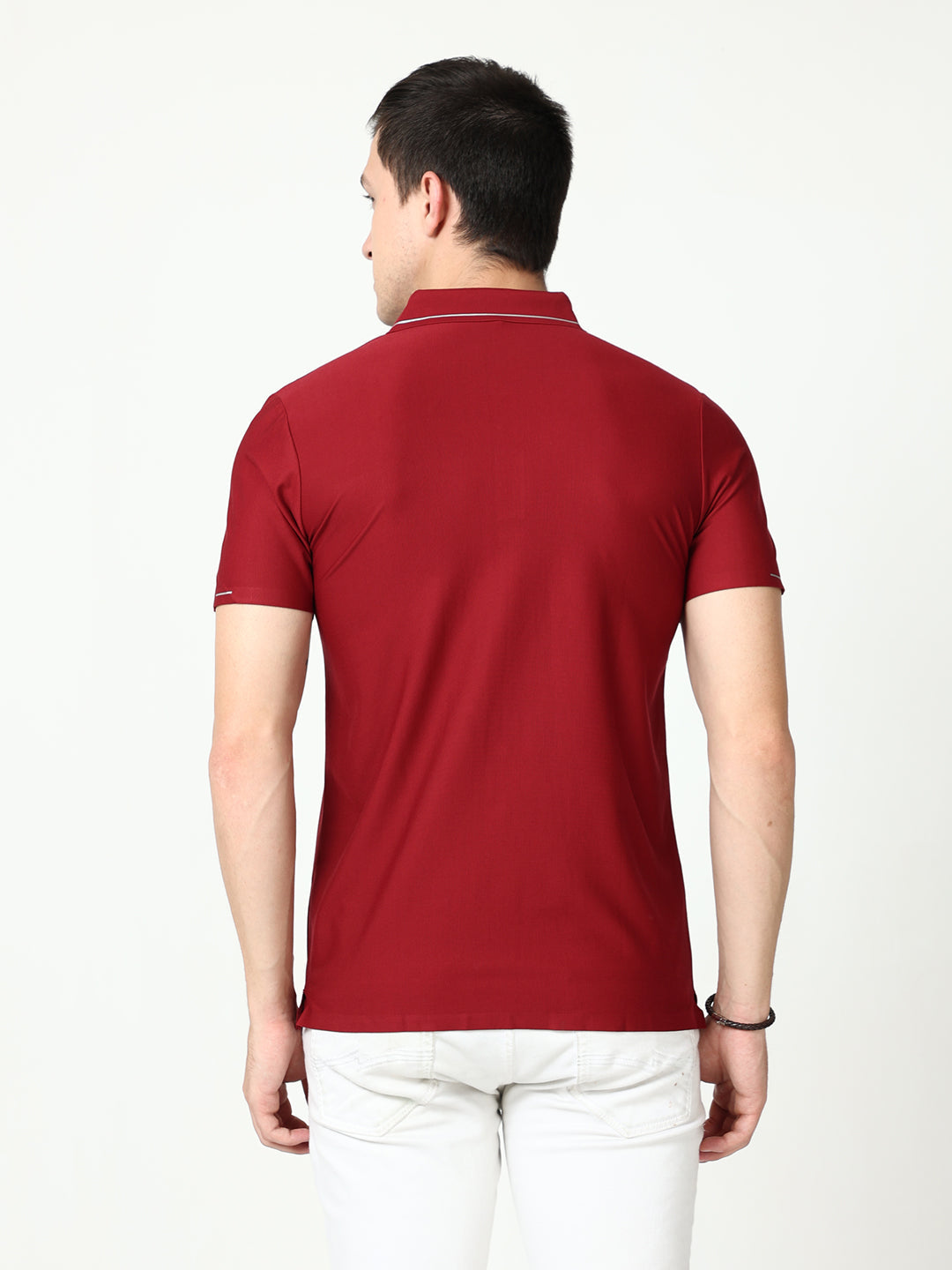 Seamless Deep Burgundy plain polo tshirt for men