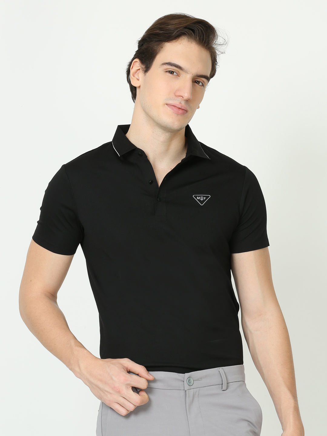 Seamless Zeus Black Polo Tshirt for men