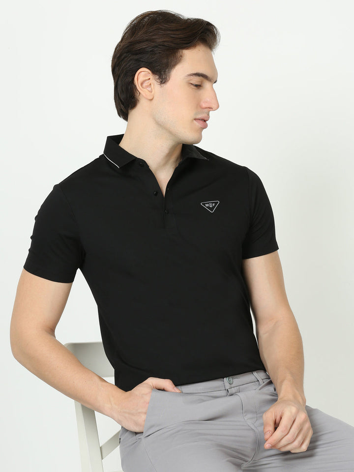 Seamless Zeus Black Polo Tshirt for men