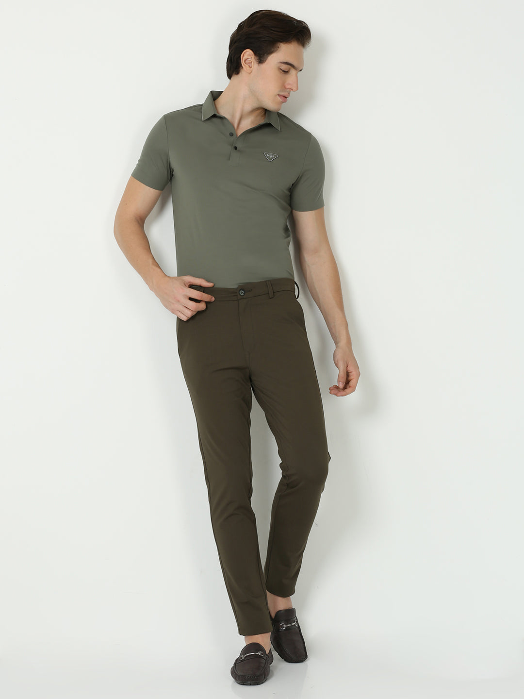 Seamless Crocodile olive green polo t shirt for men