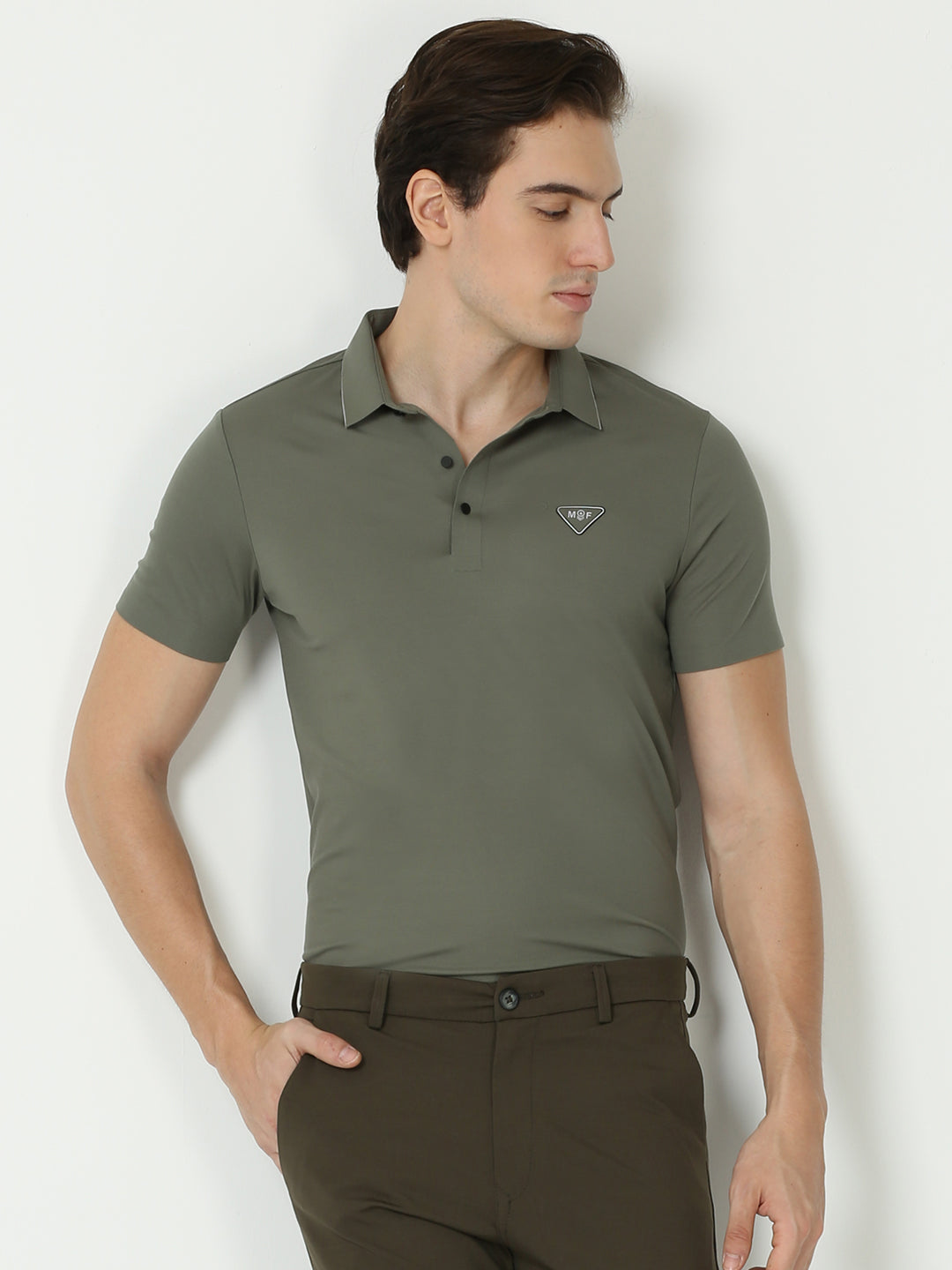 Seamless Crocodile olive green polo t shirt for men