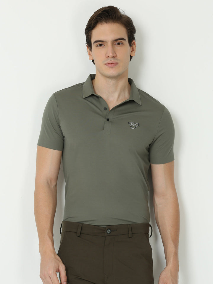 Seamless Crocodile olive green polo t shirt for men