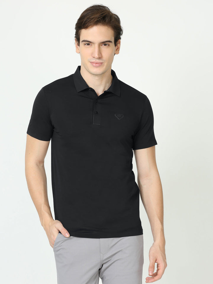 Seamless Dark Jungle Black Polo Tshirt for men 