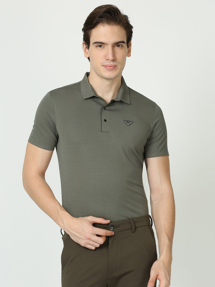 Seamless Finch Green polo tshirt for men