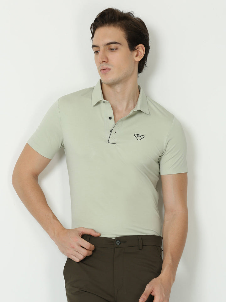Seamless Smokey Green Polo Tshirts for Men