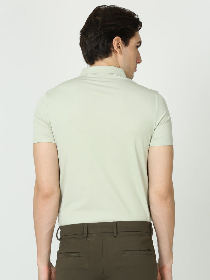 Seamless Smokey Green Polo Tshirts for Men