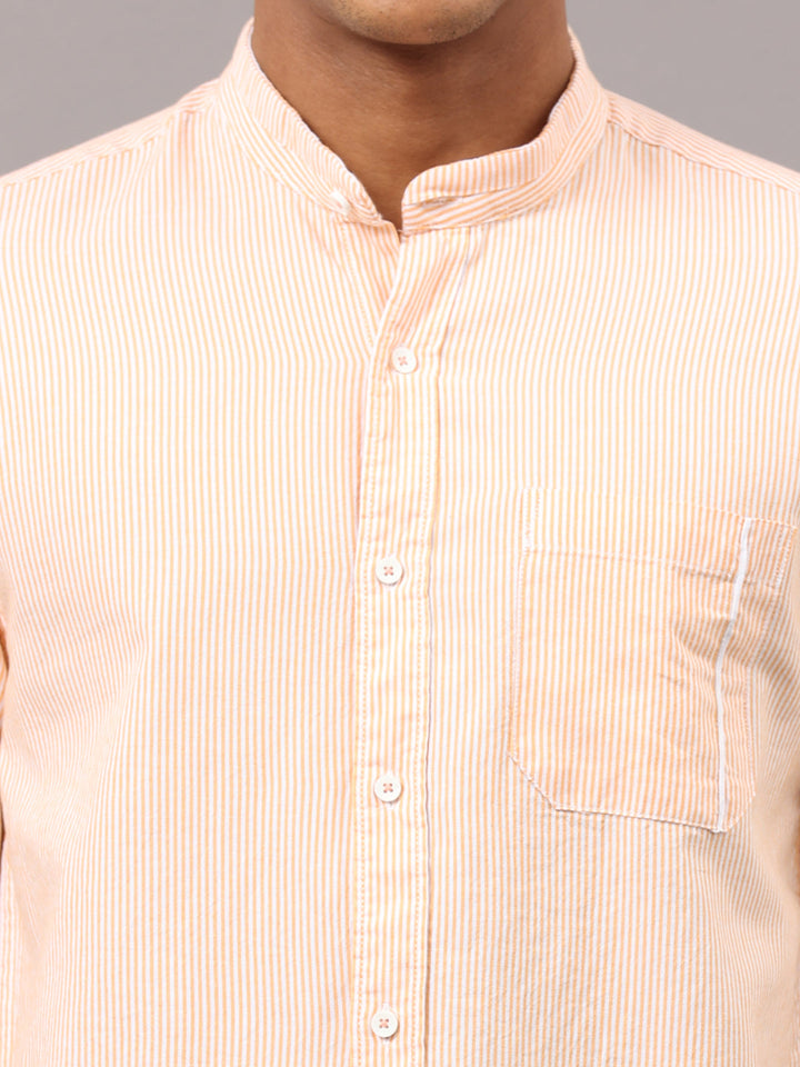 Peach Vertical Line Shirt for Men