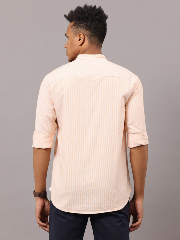 Peach Vertical Line Shirt for Men