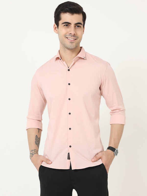  Solid Pink Satin Shirt Mens At Great Price