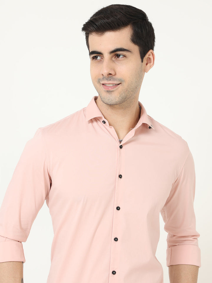  Solid Pink Satin Shirt Mens At Great Price